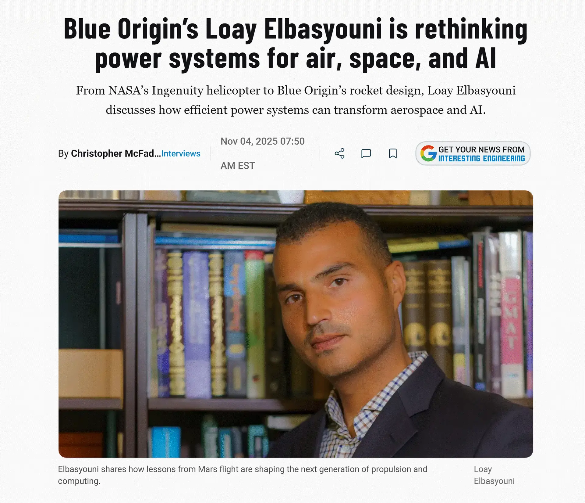 Loay Elbasyouni discussing aerospace engineering and the future of artificial intelligence